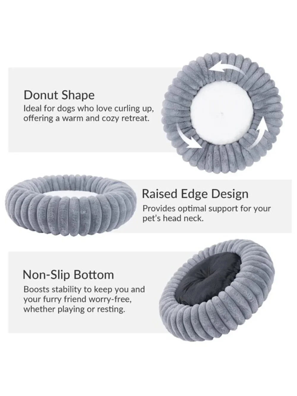 Calming Donut Dog Bed with Non-Slip Bottom 24 inches Cozy 24